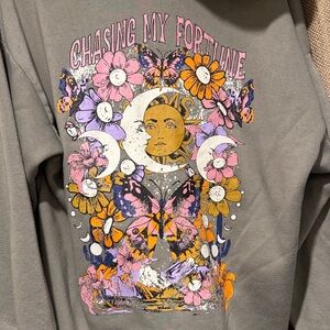 Chasing My Fortune Graphic Hoodie in Gray